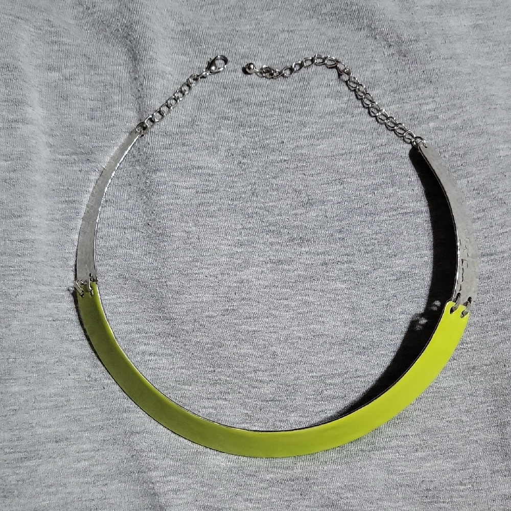 Silver and Lime Green Choker Necklace